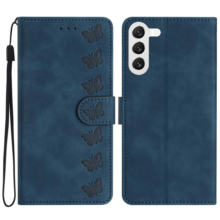 For Samsung Galaxy S24 Case Anti-Scratch Phone Shell Imprinted Leather Wallet Stand Cover