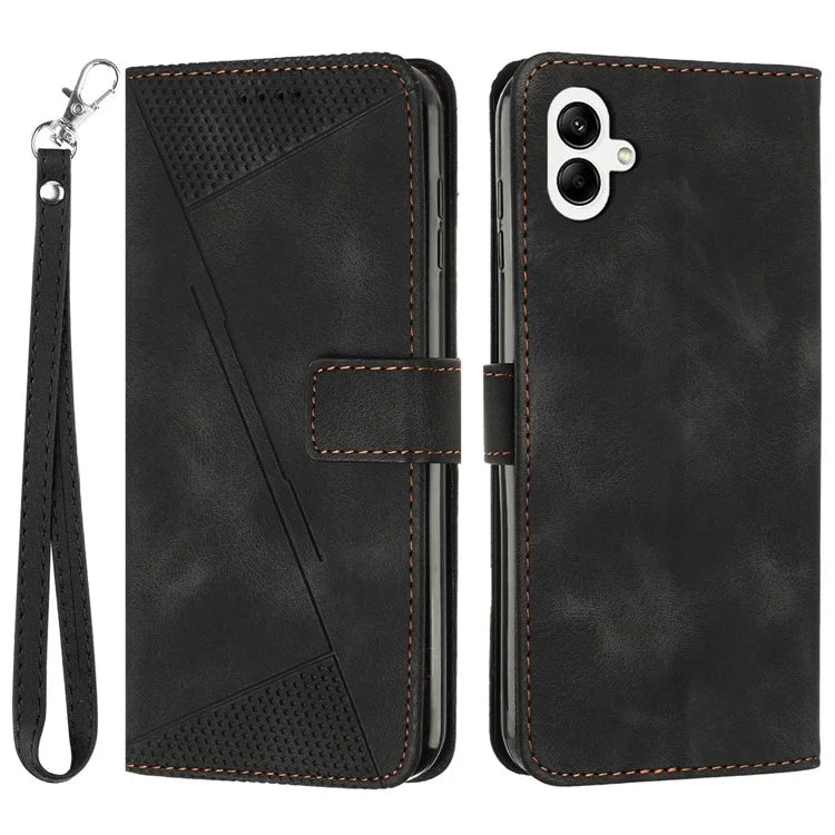 For Samsung Galaxy A05 4G Case Triangle Imprinted PU Leather Wallet Cover