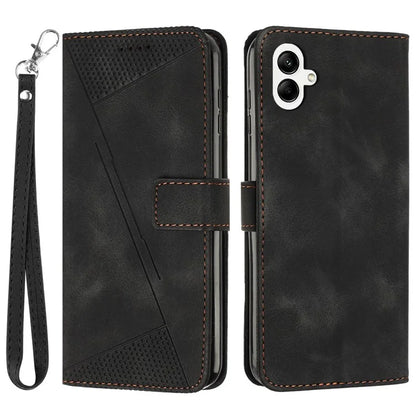 For Samsung Galaxy A05 4G Case Triangle Imprinted PU Leather Wallet Cover