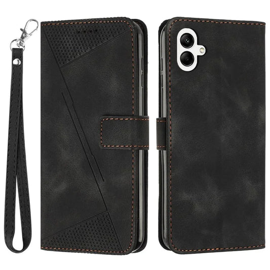 For Samsung Galaxy A05 4G Case Triangle Imprinted PU Leather Wallet Cover