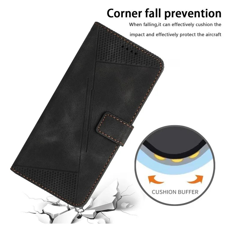 For Samsung Galaxy A05 4G Case Triangle Imprinted PU Leather Wallet Cover