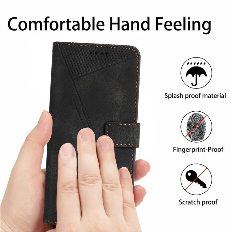 For Samsung Galaxy A05 4G Case Triangle Imprinted PU Leather Wallet Cover