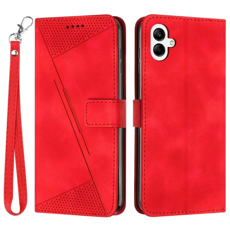 For Samsung Galaxy A05 4G Case Triangle Imprinted PU Leather Wallet Cover