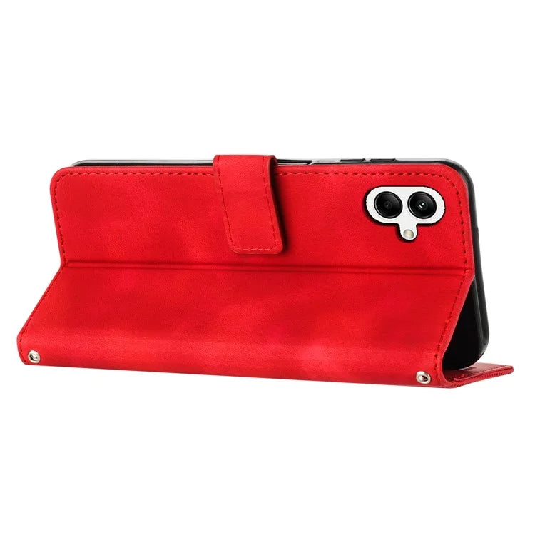 For Samsung Galaxy A05 4G Case Triangle Imprinted PU Leather Wallet Cover