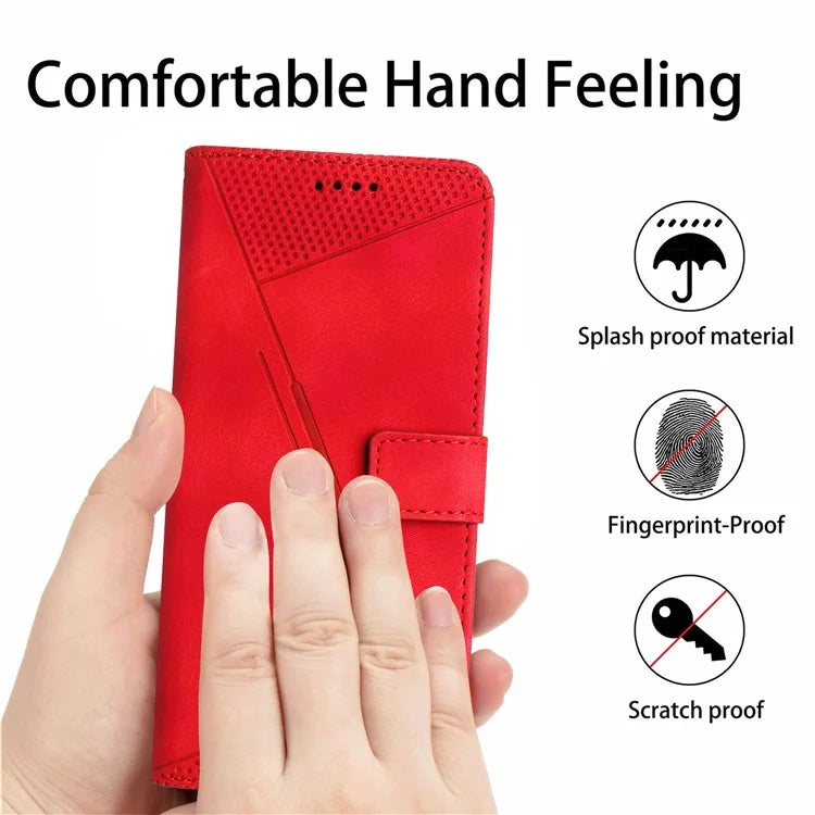 For Samsung Galaxy A05 4G Case Triangle Imprinted PU Leather Wallet Cover