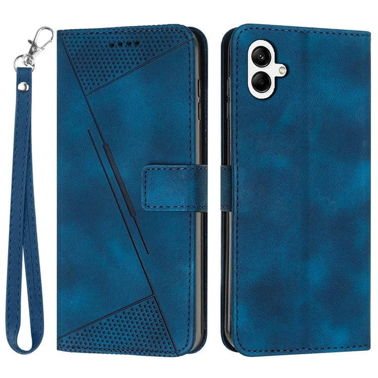 For Samsung Galaxy A05 4G Case Triangle Imprinted PU Leather Wallet Cover