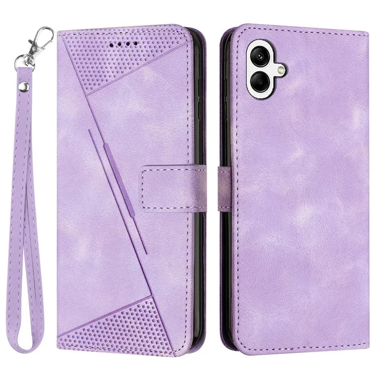 For Samsung Galaxy A05 4G Case Triangle Imprinted PU Leather Wallet Cover