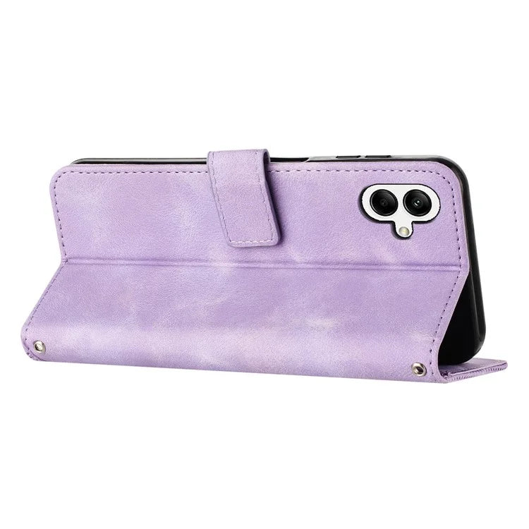 For Samsung Galaxy A05 4G Case Triangle Imprinted PU Leather Wallet Cover