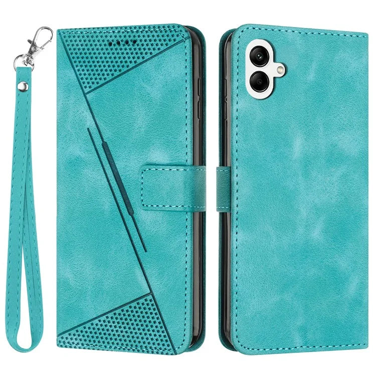 For Samsung Galaxy A05 4G Case Triangle Imprinted PU Leather Wallet Cover
