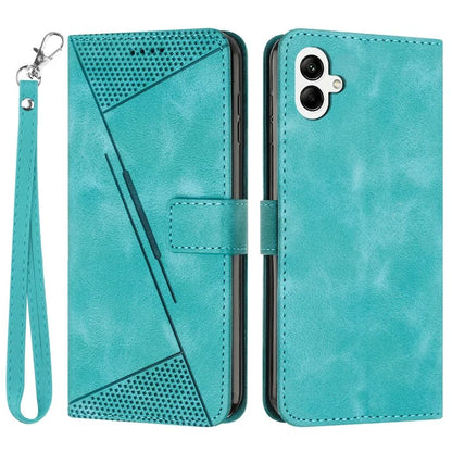 For Samsung Galaxy A05 4G Case Triangle Imprinted PU Leather Wallet Cover