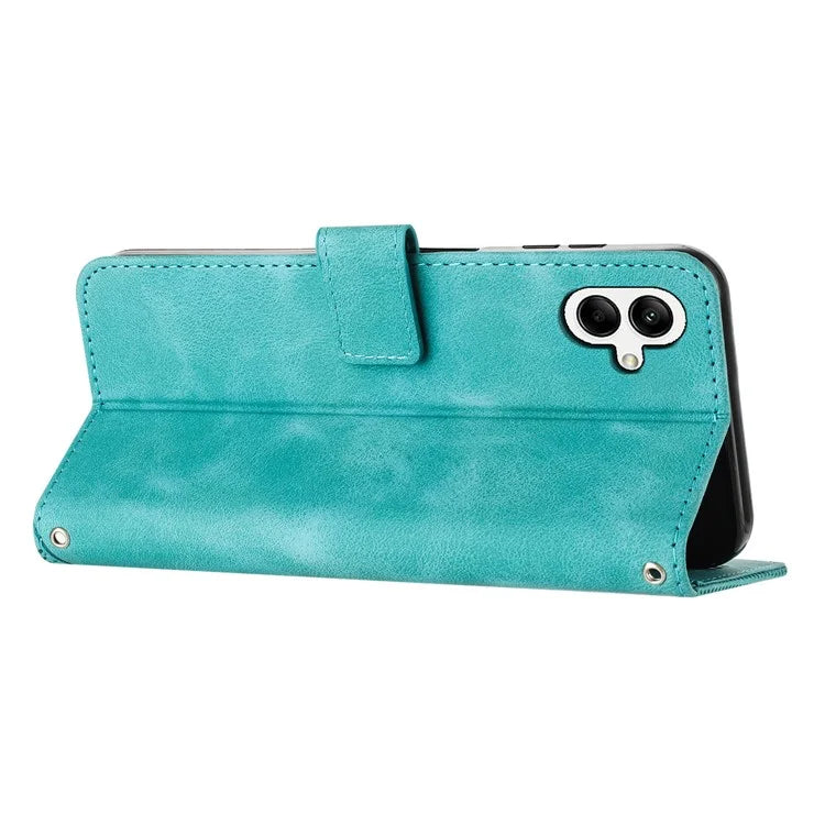For Samsung Galaxy A05 4G Case Triangle Imprinted PU Leather Wallet Cover