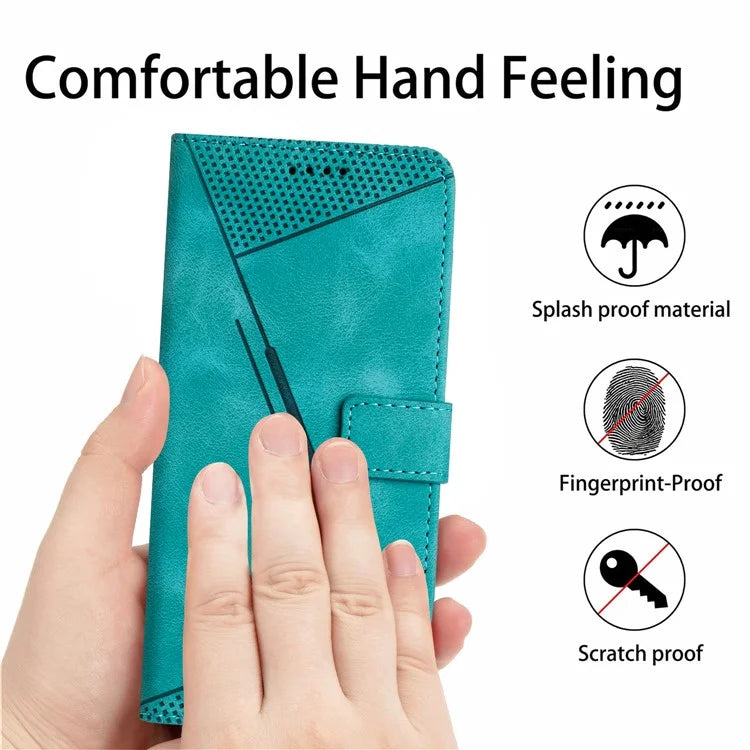 For Samsung Galaxy A05 4G Case Triangle Imprinted PU Leather Wallet Cover