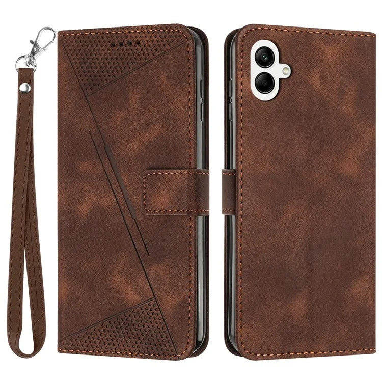For Samsung Galaxy A05 4G Case Triangle Imprinted PU Leather Wallet Cover