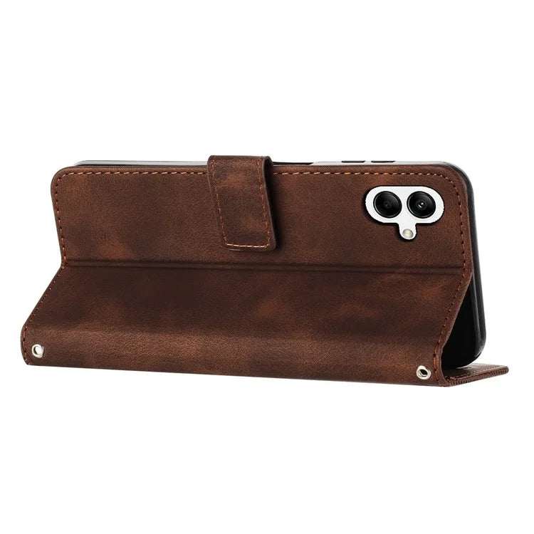 For Samsung Galaxy A05 4G Case Triangle Imprinted PU Leather Wallet Cover