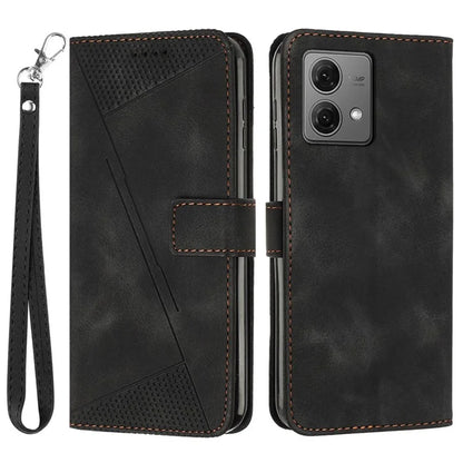 For Motorola Moto G84 5G Leather Case Triangle Imprinted Mobile Phone Cover