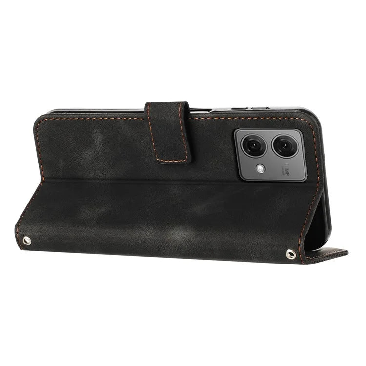 For Motorola Moto G84 5G Leather Case Triangle Imprinted Mobile Phone Cover
