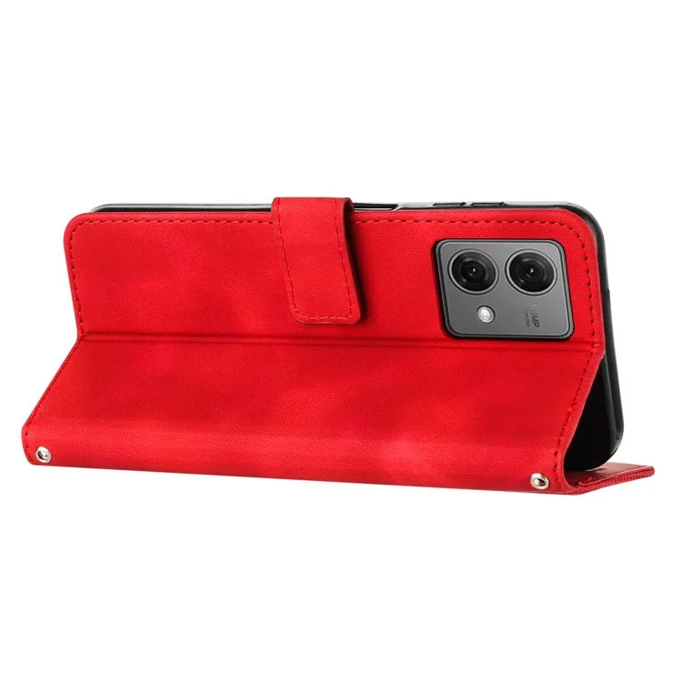 For Motorola Moto G84 5G Leather Case Triangle Imprinted Mobile Phone Cover