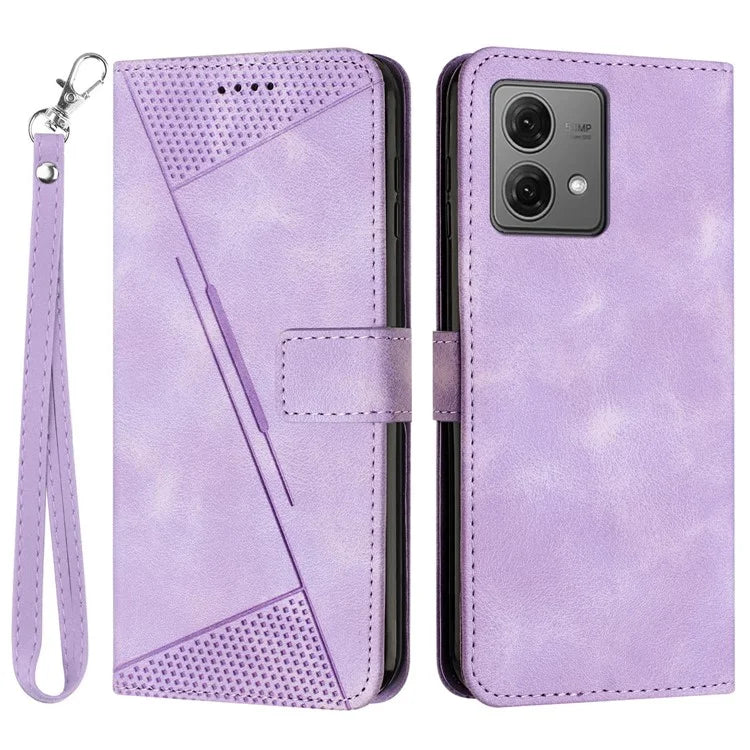 For Motorola Moto G84 5G Leather Case Triangle Imprinted Mobile Phone Cover