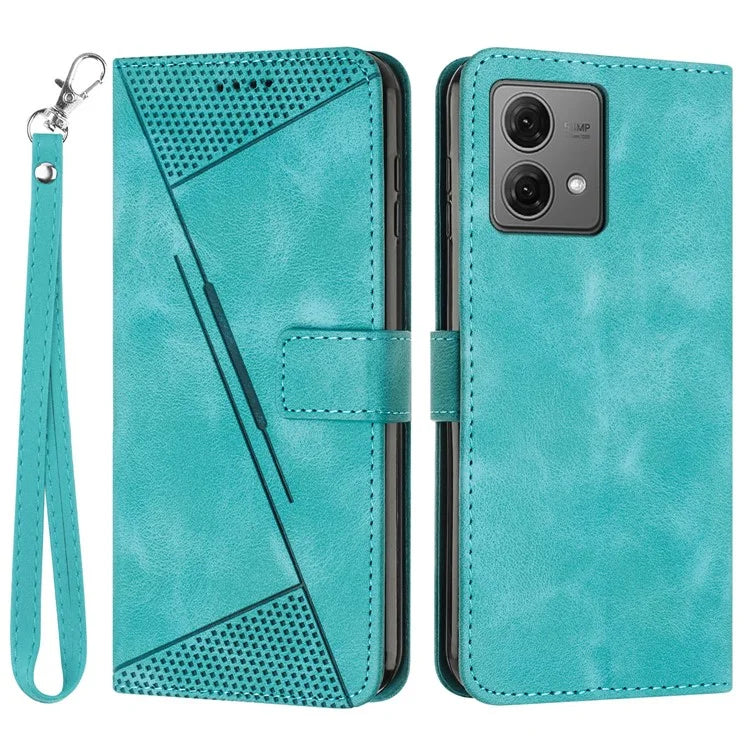 For Motorola Moto G84 5G Leather Case Triangle Imprinted Mobile Phone Cover