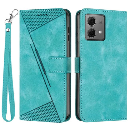 For Motorola Moto G84 5G Leather Case Triangle Imprinted Mobile Phone Cover