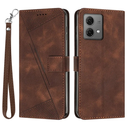For Motorola Moto G84 5G Leather Case Triangle Imprinted Mobile Phone Cover