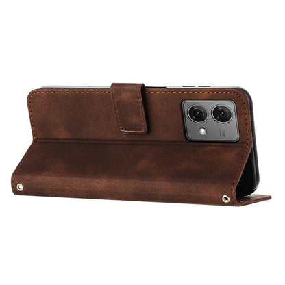For Motorola Moto G84 5G Leather Case Triangle Imprinted Mobile Phone Cover