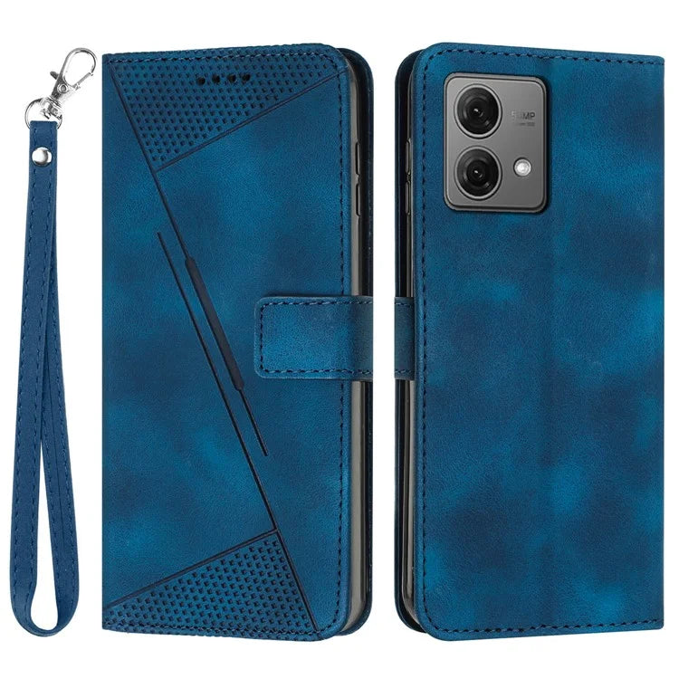 For Motorola Edge 40 Neo 5G Case Triangle Imprinted Phone Wallet Cover with Strap
