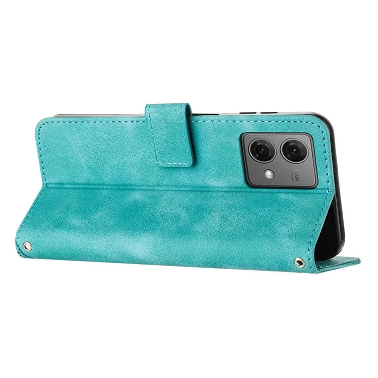 For Motorola Edge 40 Neo 5G Case Triangle Imprinted Phone Wallet Cover with Strap