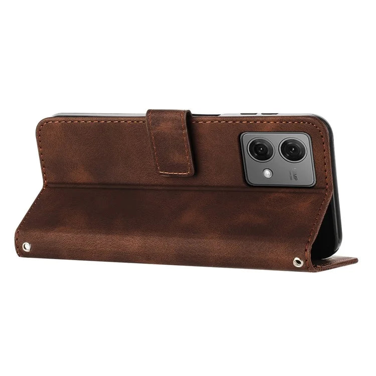 For Motorola Edge 40 Neo 5G Case Triangle Imprinted Phone Wallet Cover with Strap