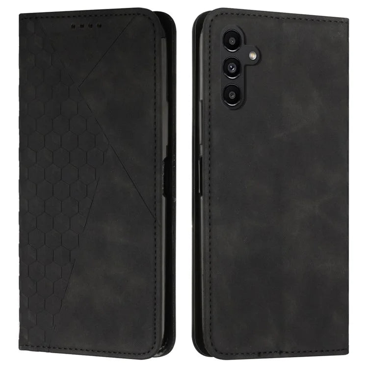 For Samsung Galaxy A05s 4G PU Leather Phone Case Imprinted Rhombus Stand Skin-touch Wallet Cover
