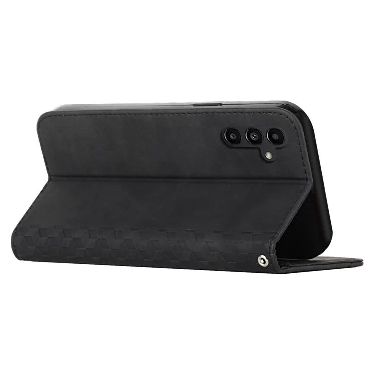 For Samsung Galaxy A05s 4G PU Leather Phone Case Imprinted Rhombus Stand Skin-touch Wallet Cover