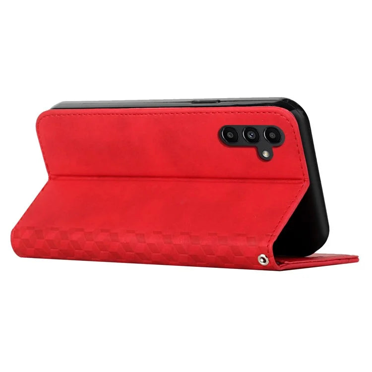 For Samsung Galaxy A05s 4G PU Leather Phone Case Imprinted Rhombus Stand Skin-touch Wallet Cover