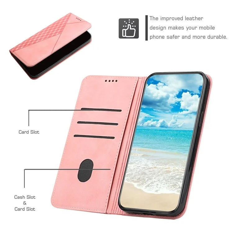 For Samsung Galaxy A05s 4G PU Leather Phone Case Imprinted Rhombus Stand Skin-touch Wallet Cover