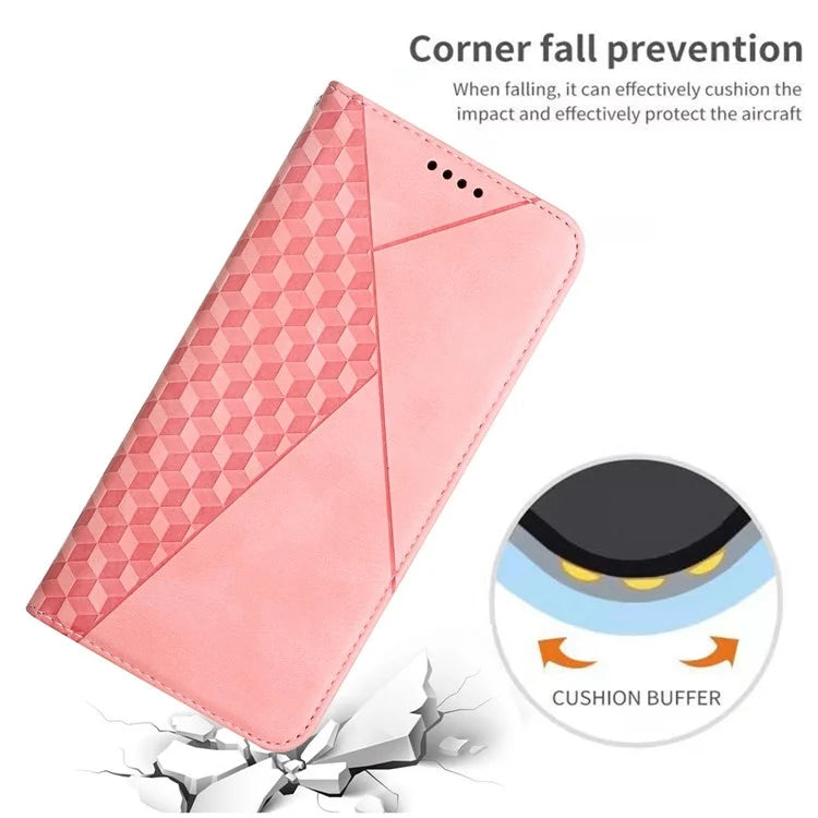 For Samsung Galaxy A05s 4G PU Leather Phone Case Imprinted Rhombus Stand Skin-touch Wallet Cover