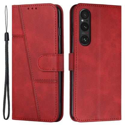 For Sony Xperia 1 V Case Wallet Stand Calf Texture Phone Leather Cover