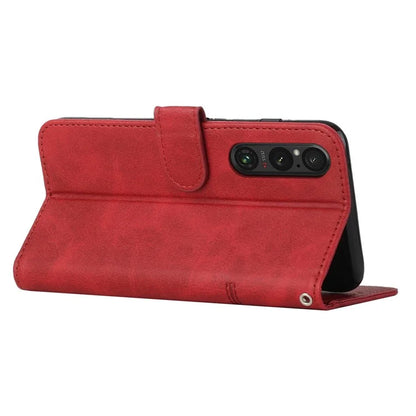 For Sony Xperia 1 V Case Wallet Stand Calf Texture Phone Leather Cover