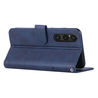 For Sony Xperia 1 V Case Wallet Stand Calf Texture Phone Leather Cover