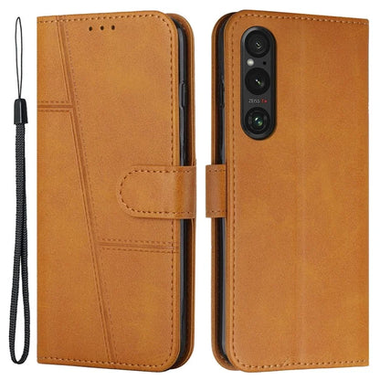 For Sony Xperia 1 V Case Wallet Stand Calf Texture Phone Leather Cover