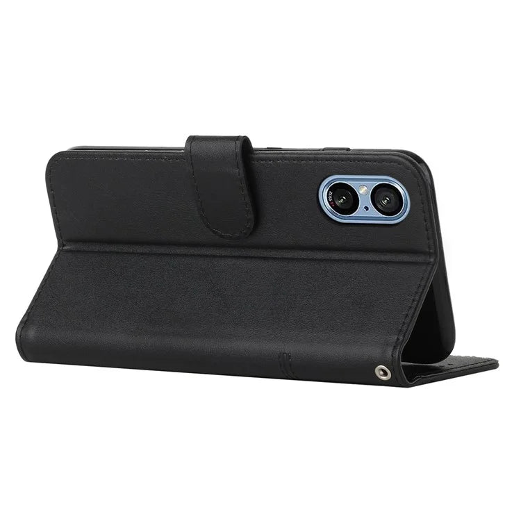 For Sony Xperia 5 V Case Calf Texture PU Leather Cover with Wallet Stand