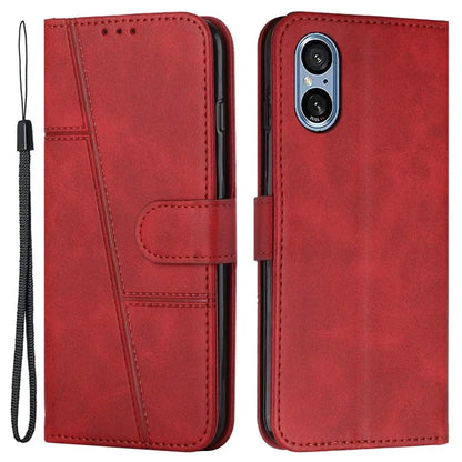 For Sony Xperia 5 V Case Calf Texture PU Leather Cover with Wallet Stand