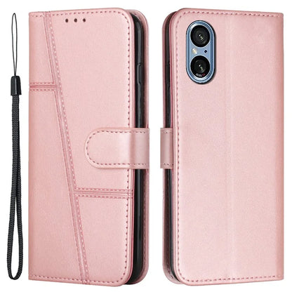 For Sony Xperia 5 V Case Calf Texture PU Leather Cover with Wallet Stand