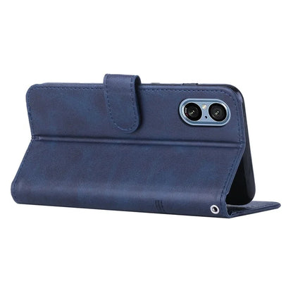For Sony Xperia 5 V Case Calf Texture PU Leather Cover with Wallet Stand