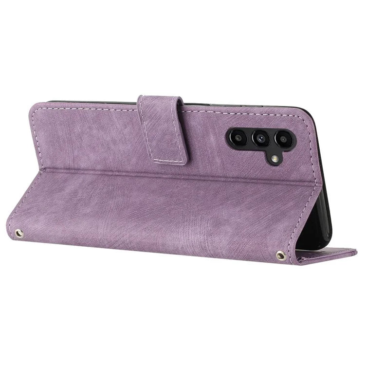 For Samsung Galaxy A05s 4G Imprinted Phone Case TPU+PU Leather Shell Skin-touch Wallet Stand Cover
