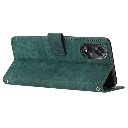 For Oppo A38 4G / A18 4G PU Leather Shell Stand Cover Imprinted Lines Skin-touch Wallet Phone Case