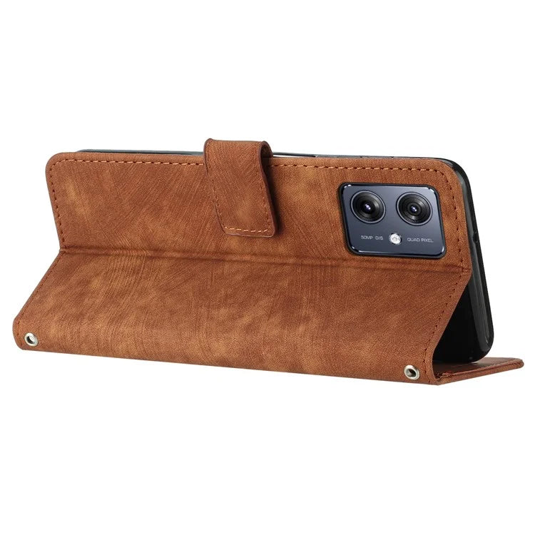 Skin-touch Case for Motorola Moto G54 5G Cover PU Leather Stand Phone Shell