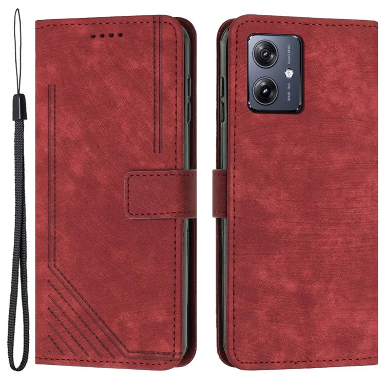 Skin-touch Case for Motorola Moto G54 5G Cover PU Leather Stand Phone Shell