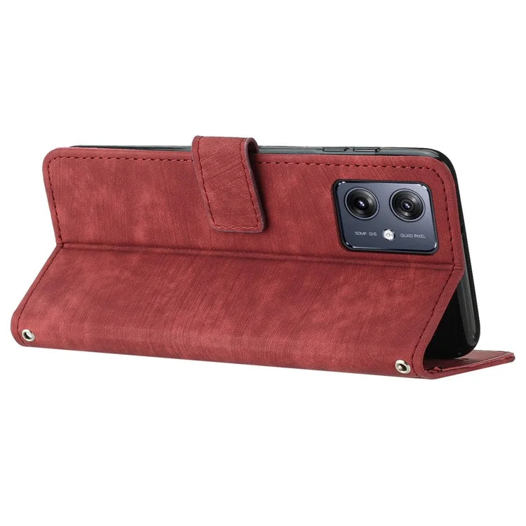 Skin-touch Case for Motorola Moto G54 5G Cover PU Leather Stand Phone Shell