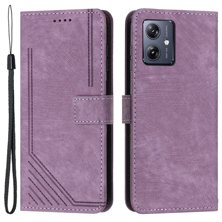 Skin-touch Case for Motorola Moto G54 5G Cover PU Leather Stand Phone Shell