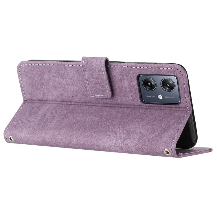Skin-touch Case for Motorola Moto G54 5G Cover PU Leather Stand Phone Shell