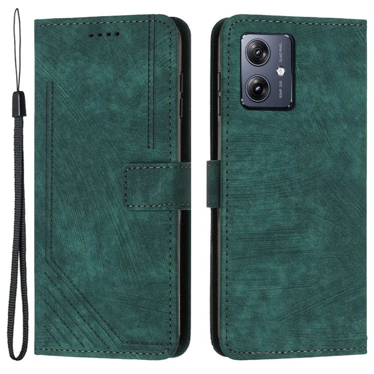 Skin-touch Case for Motorola Moto G54 5G Cover PU Leather Stand Phone Shell